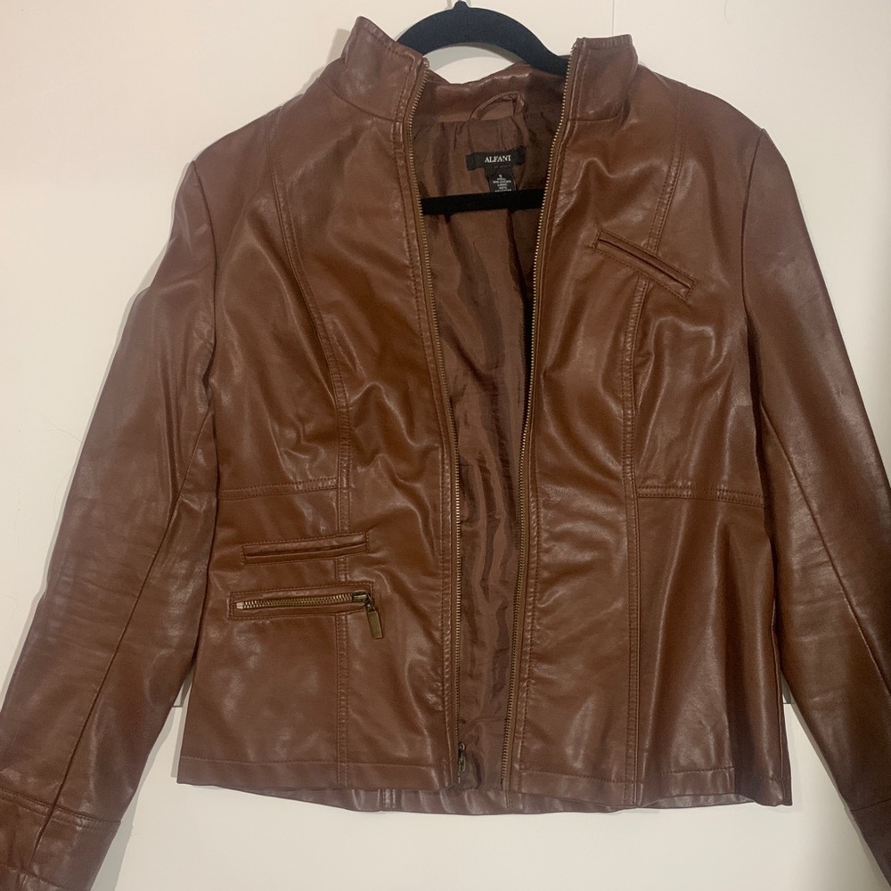 Brown Faux Leather Jacket Small